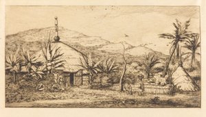 Nya Kaledonien: Large Native Hut på vägen från Ballade till Poebo, 1845 (Nya Kaledonien: Large Native Hut på vägen från Balade till Puebo, 1845)