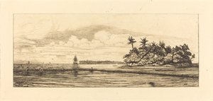 Oceanien, öar i Uvea (Wallis); Peche aux palmes, 1845 (Oceanien: Fiske, nära öar med palmer i Uea- eller Wallisgruppen) av Charles Meryon