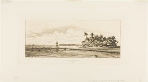 Oceanien: Fiske, nära öar med palmer i Uea eller Wallis Group, 1845 av Charles Meryon