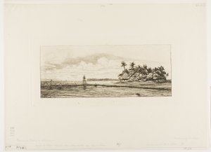 Oceanien: Fiske, nära öar med palmer i Uea eller Wallis Group, 1845 av Charles Meryon