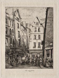 Pirouette Street, nära marknaderna, Paris av Charles Meryon