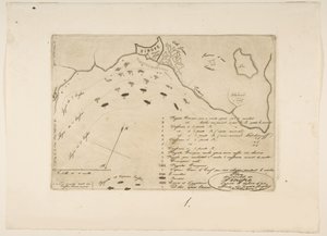 Plan för slaget vid Sinope, 1853. av Charles Meryon