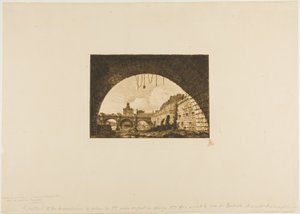 Pont-Neuf och Samaritaine sett från under den första bågen av Pont-au-Change, Paris av Charles Meryon