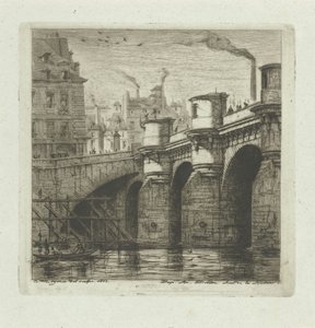 Pont Neuf över Seine i Paris Den nya bron Etsningar på Paris (serietitel) av Charles Meryon