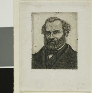 Porträtt av Armand Guéraud av Nantes, skrivare och bokstäver av Charles Meryon