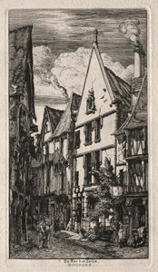 Rue des Toiles, Bourges, 1853. av Charles Meryon