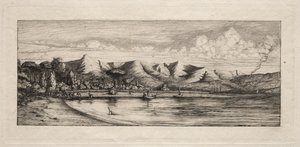 Notfiske utanför Charcoal Burners Point, Akaroa, 1865.