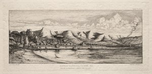 Notfiske utanför Charcoal Burners Point, Akaroa, Banks Peninsula, 1845, 1863. av Charles Meryon