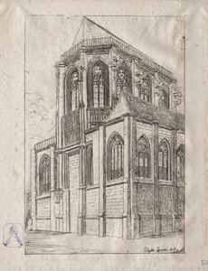 Apsiden av kyrkan St. Martin-sur-Renelle av Charles Meryon
