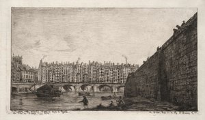 Exchange Bridge, Paris, omkring 1784, 1855. av Charles Meryon