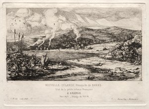 Den lilla franska kolonin i Akaroa, 1845 av Charles Meryon