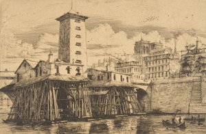 Notre-Dame-pumpen, Paris, 1852. av Charles Meryon