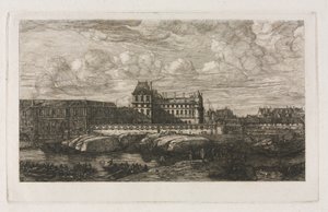 Gamla Louvren från en målning av Zeeman, 1651 av Charles Meryon