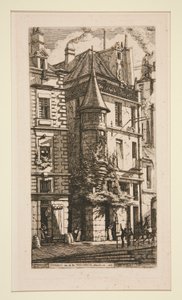 Tourelle, Rue de la Tixeranderie (hus med ett torn, rue de la Tixeranderie) av Charles Meryon