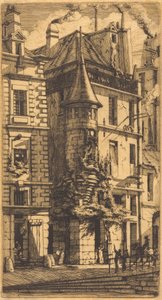 Torn i Rue de la Tixéranderie, Paris (hus med ett torn, Vävargatan, Paris) av Charles Meryon