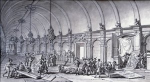 Plundring av konstverk under Napoleon Bonaparte: "Madonnan av Correge (Antonio Correggio) togs från akademin i Parma och överlämnades till de franska curatorerna i maj 1796". Teckning med kinesiskt tusch av Charles Meynier (1768-1832). Dämpa. 0,17x0,32 m av Charles Meynier