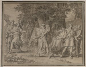 Telemachus, uppmanad av mentor, lämnar ön Calypso av Charles Meynier