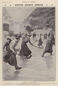 Spelar ishockey i Grindelwald, Schweiz (litho)