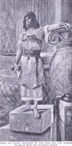 Hiram, den skicklige hantverkaren i Tyrus som gjöt de majestätiska pelarna av mässing till Solomans tempel.