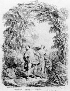 Orpheus leder Eurydice ut ur helvetet, illustration till operan 