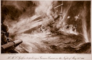 H.M.S Spitfire torpederar en tysk kryssare natten till den 31 maj