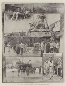 Marin aktivitet i Portsmouth Dockyard, flygande skvadronens avfärd (lito)