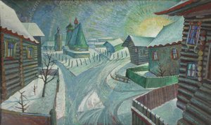 En rysk by (olja på duk) av Charles Murray