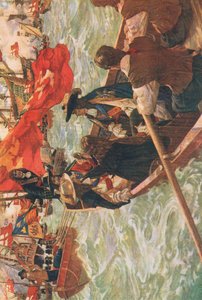 Charles II:s hemkomst, illustration från The History of the British People utgiven av Waverley, ca 1940 (färglitografi)