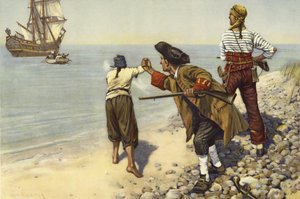 Marooned, en händelse under sjörövarnas dagar (färglitografi)