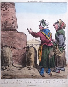Karikatyr av uppförandet av obelisken vid Place de la Concorde, c.1831 av Charles Nantueil