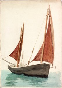 Fiskebåt (bodycolour) av Charles Napier Hemy