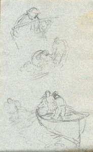 Skissbok (krita (vit) och penna på papper) av Charles Napier Hemy