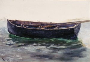 Studie av båt (olja på papper (klistrad på kort)) av Charles Napier Hemy