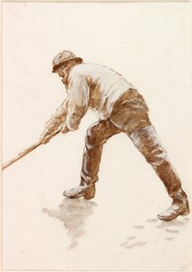 Studie av en fiskare i arbete (bodycolour) av Charles Napier Hemy