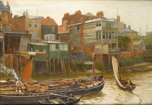 Themsen vid Cold Harbour, Blackwall, 1896 (wc på papper)