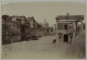 Tullpaviljong, hamnen vid Hôtel-de-Ville och Île de la Cité med Conciergerie, 4:e arrondissementet, Paris. av Charles Nègre