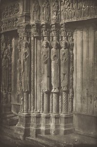 Katedralen i Chartres. Högra dörren till den kungliga portalen, västra sidan, XII-talet,före juli 1857 (foto) av Charles Nègre