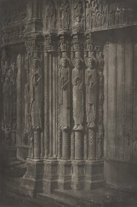 Plåt XIII Chartres katedral, statyer kolumner av den centrala dörren till portalen..., 1855.