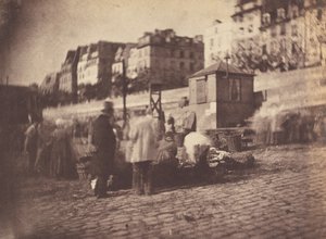 Marknadsscen vid hamnen i Hotel de Ville, Paris marknadsplats vid hamnen i..., före februari 1852.