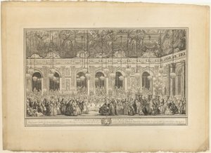 Dekoration för en maskeradbal anordnad av kungen av Charles Nicolas Cochin I