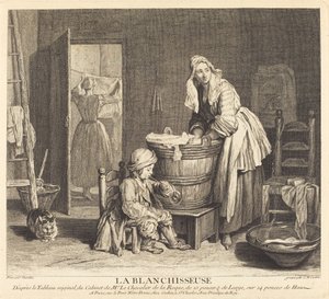 Tvätterskan av Charles Nicolas Cochin I after Jean Siméon Chardin