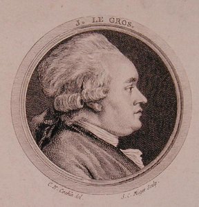 Porträtt av Joseph Le Gros (1739-93) graverad av Simon Charles Miger (1736-1820) (gravyr) av Charles Nicolas II (after) Cochin