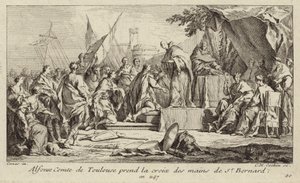 Alfons I, greve av Toulouse, tar korset från Bernard av Clairvauxs hand och lovar att gå med i det andra korståget av Charles Nicolas II Cochin