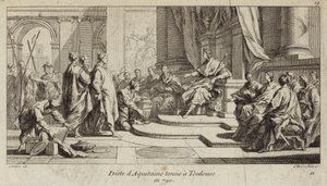 Diet of Aquitaine hölls i Toulouse, 790 (gravyr) av Charles Nicolas II Cochin