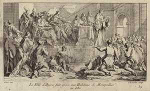 Ludvig I, hertig av Anjou, regent av kung Karl VI av Frankrike, tackar folket i Montpellier