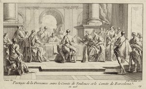 Delning av Provence mellan grevarna av Toulouse och Barcelona, 1125 av Charles Nicolas II Cochin
