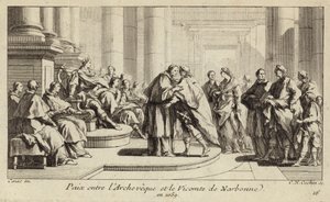 Fred mellan biskopen och viscounten av Narbonne av Charles Nicolas II Cochin