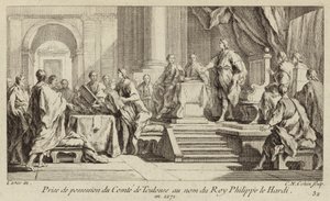 Innehav av grevskapet Toulouse i namn av kung Filip III av Frankrike av Charles Nicolas II Cochin