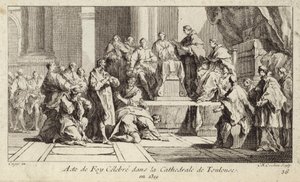 Ångerfulla katarer förklarar sin tro på den katolska religionen i katedralen i Toulouse, Frankrike av Charles Nicolas II Cochin
