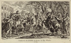 Underkastelse av rebellerna i Nimes till Wamba, visigoternas kung, 672 av Charles Nicolas II Cochin